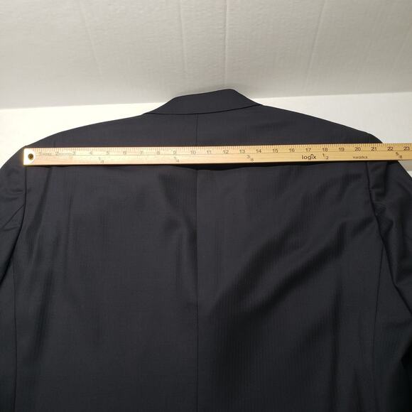 Vintage Ralph Lauren Chaps Suit Men 46 Reg 40x27 Navy Tonal Stripe Wool Cashmere - Picture 12 of 16